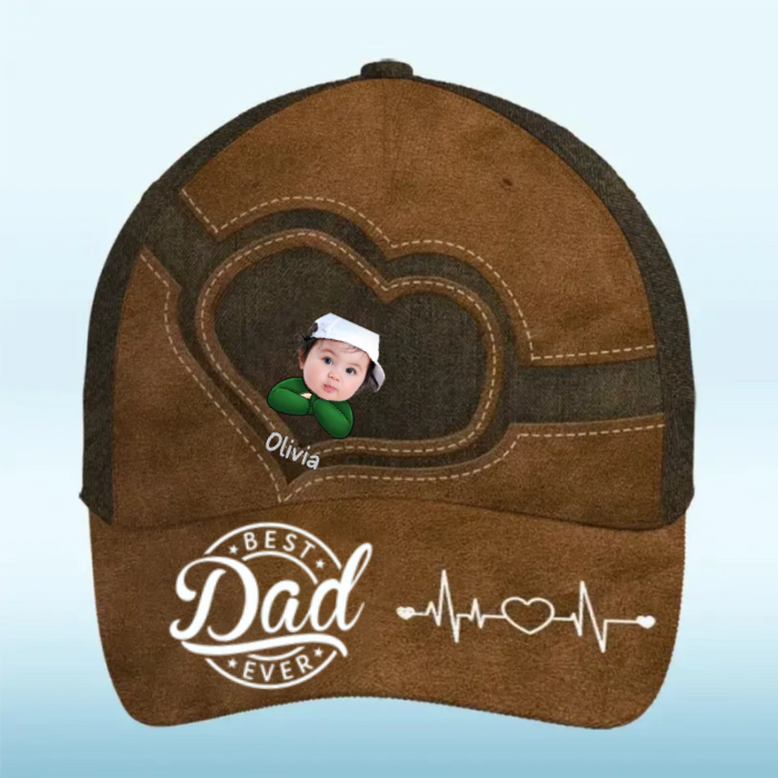 Custom Photo Best Dad Papa Ever - Personalized Classic Cap - Father's Day Gift For Dad, Grandpa