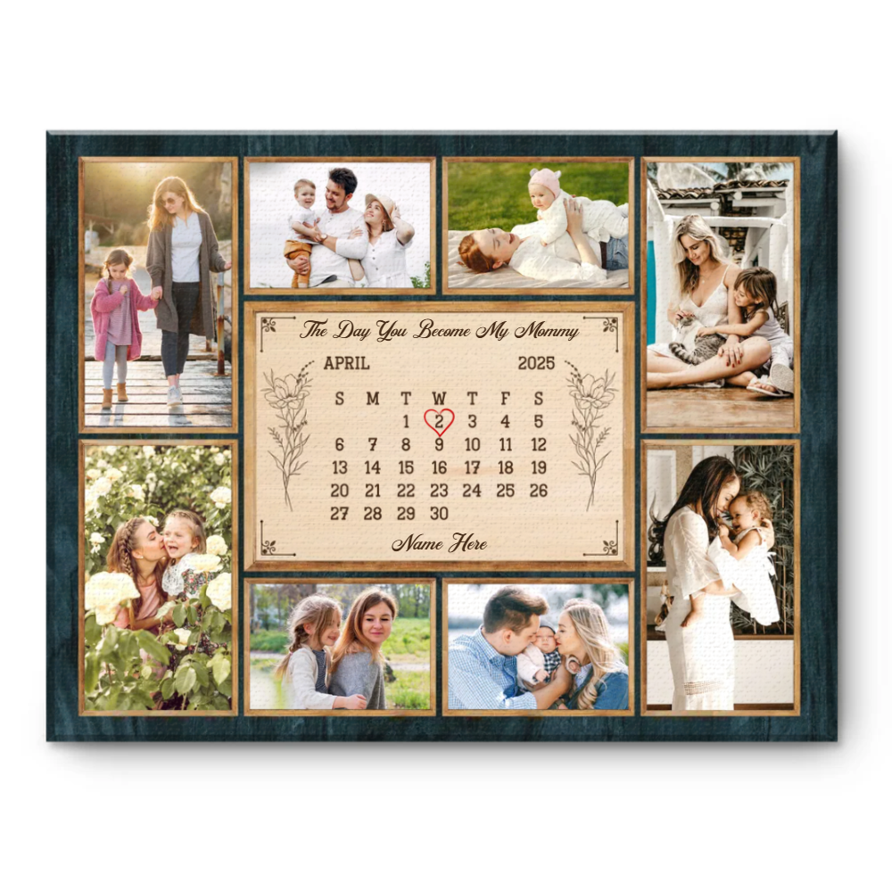 Personalized New Mom Calendar Canvas, First Time Mom Gift, Custom Mother Photo Collages, New Mom Gift Ideas, Mother s Day Gift For Mom, Gift For Wife