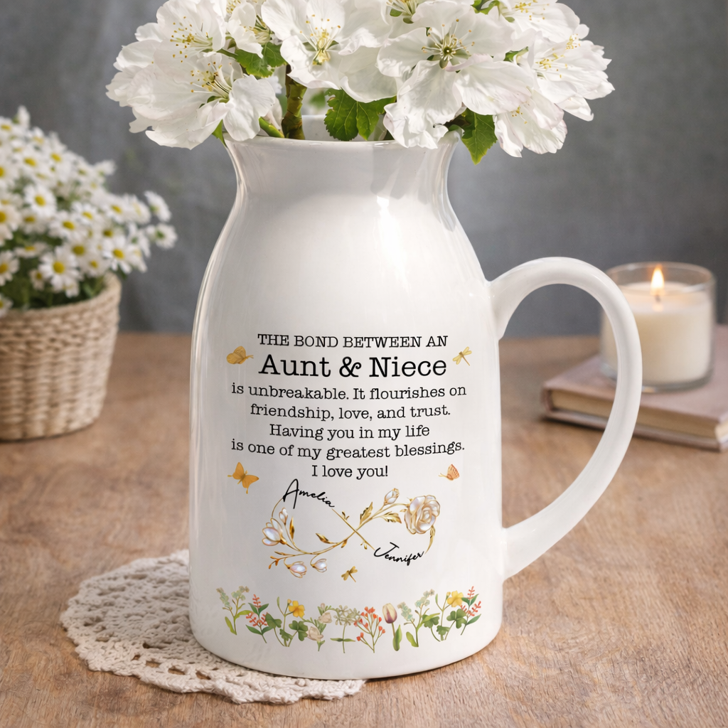 The Love Between Aunt & Niece Knows no Distance Vintage Golden Flower, Personalized Plant Pot, Gift For Aunt, Mother's Day Gift