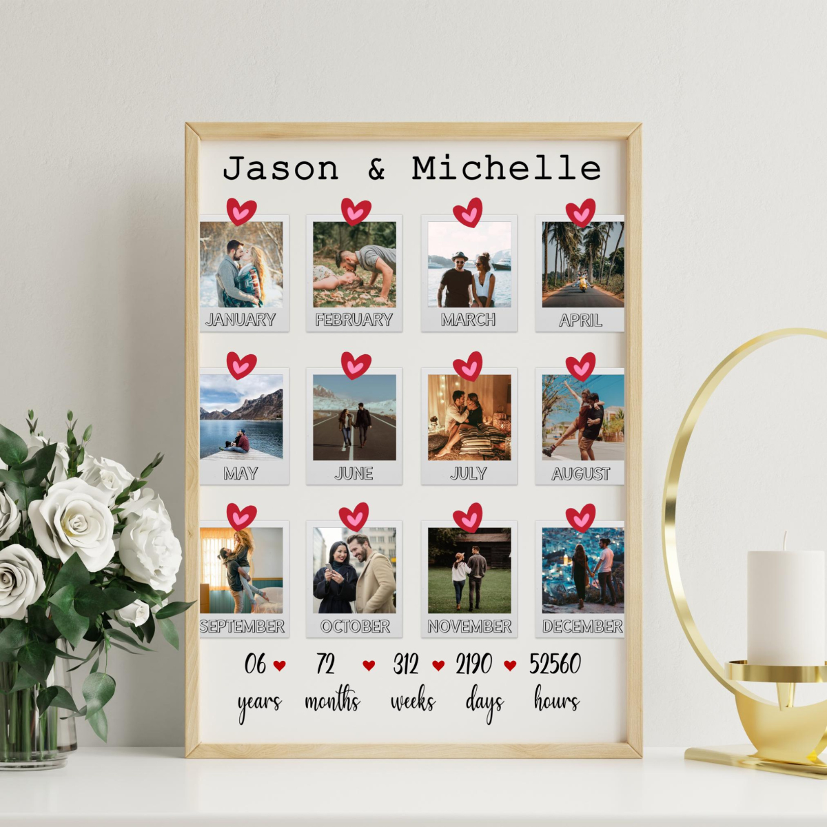 Custom Polaroid Photo, Personalized Canvas, Gift for Boyfriend Girlfriend, Anniversary Gift