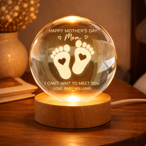 Happy Mother's Day From The Bump - Personalized Crystal Ball LED Night Light - First Mother's Day For Pregnancy Mom