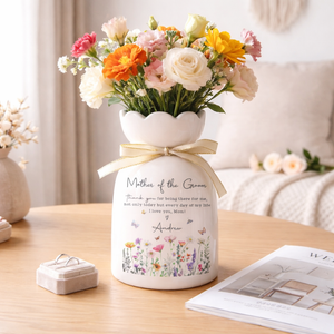 Mother of the Groom Petal Flower Vase, Wedding Gifts, Custom Flower Vase for Mother of the Groom, Mom of the Groom Gift