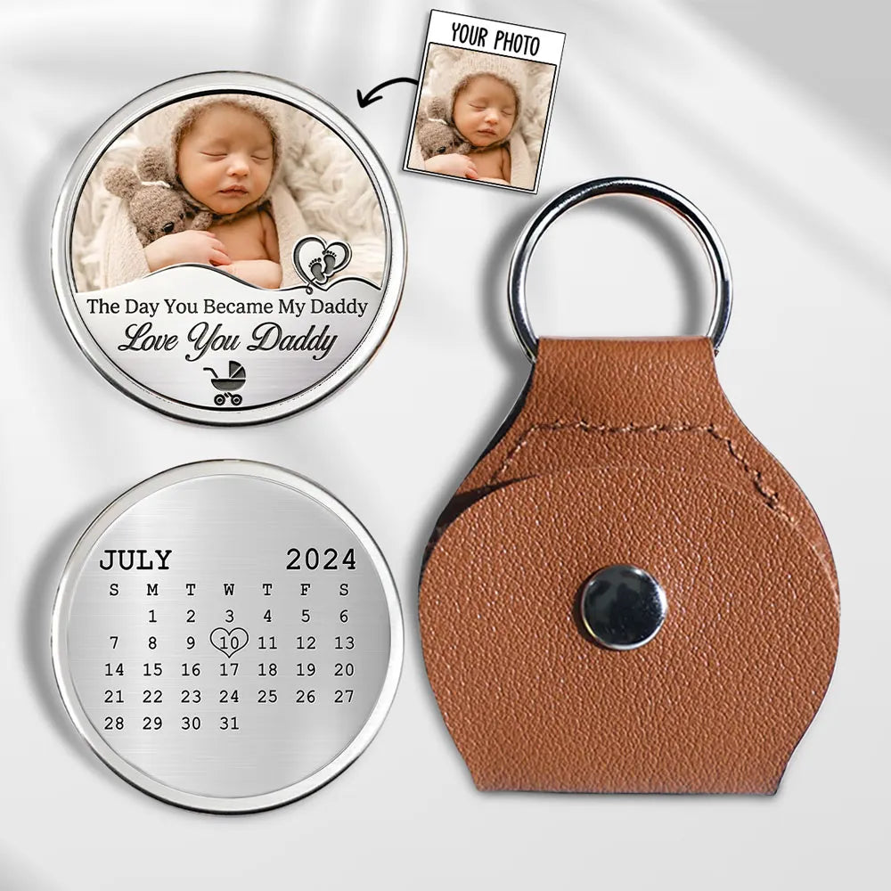 Baby Arrival Date - Personalized Pocket Hug - Gift For New Dad, Gift For Dad, Father's Day Gift
