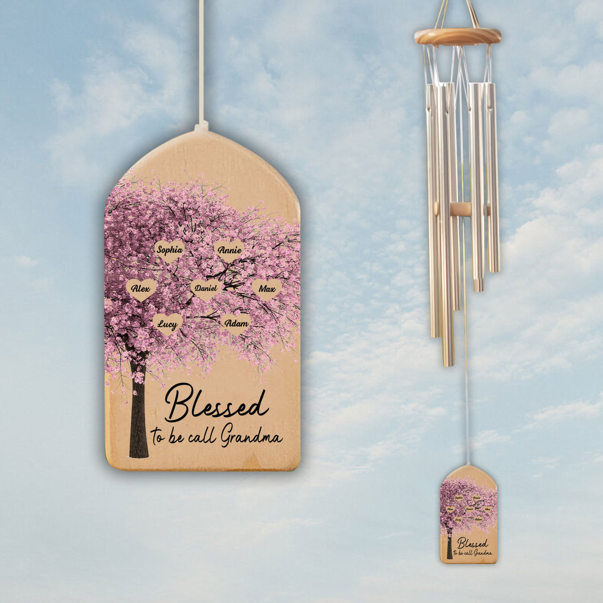 Blessed To Be Call Mom Grandma - Personalized Windchime - Gift For Mom, Grandma, Mother's Day, Birthday Gift