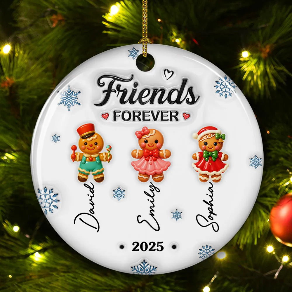 Gingerbread Friends - Personalized Custom 3D Inflated Effect Ornament - Christmas Gift For Friends, Sisters, Siblings