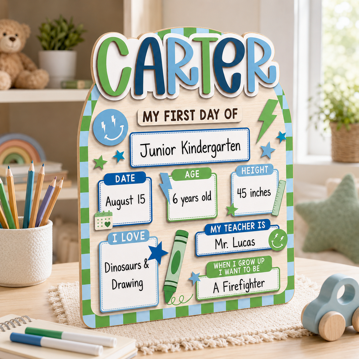 Custom First Day Of School Sign, Back To School Sign for Preschool, Kindergarten 1st Day of School Photo Prop