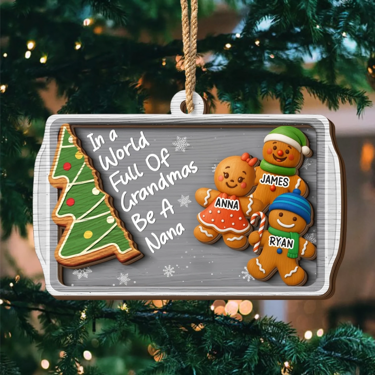 In A World Full Of Grandma Be A Nana - Personalized Layered Wooden Ornament - Christmas Gift For Grandma