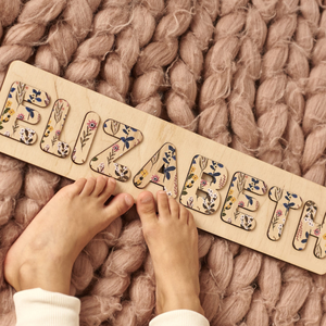 Personalized Name Puzzle, Floral Design, Baby Girl Gift, Custom Wooden Toy, Toddler Learning 1st Birthday Gift, Baby Shower Gift, Nursery Decor