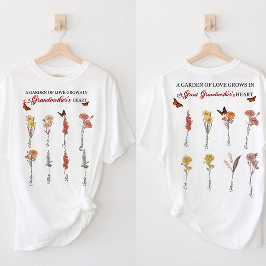 Personalized Birth Month Flower Shirt, Unique Mother's Day Gift for Her, Gift for Grandma, Mom, Wife, Unique Gift Shirt For Mother