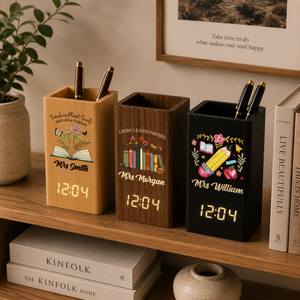 Teacher Appreciation - Personalized Pen Holder With Clock - Gift For Teacher, Back To School Gift
