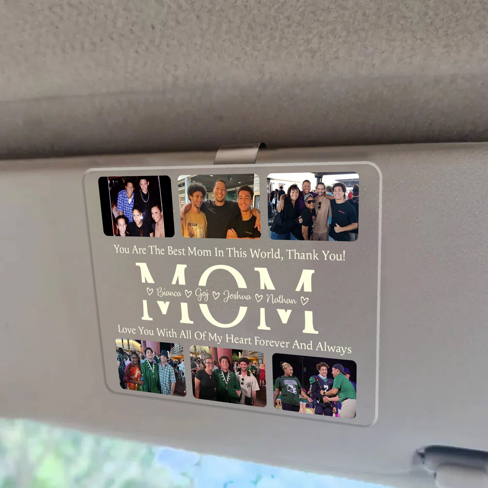 You're The Best Mom In The World Custom Photos - Personalized Car Visor Clip - Gift For Mother