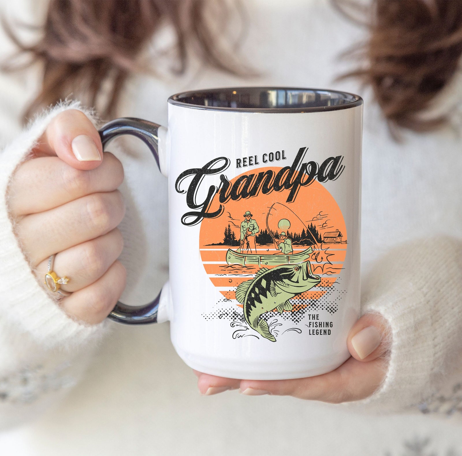 Reel Cool Grandpa Fishing Retro Mug, Fishing Gift for Grandpa, Fishing Grandpa Coffee Mug, Father's Day Gift, Gift for Grandpa, Grandpa Gift
