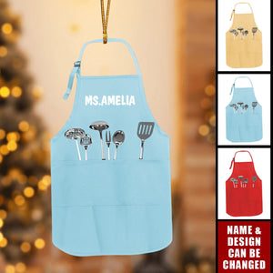 Lunch Lady Apron Custom Ornament - Personalized Shape Ornament - Christmas Gift For Cook