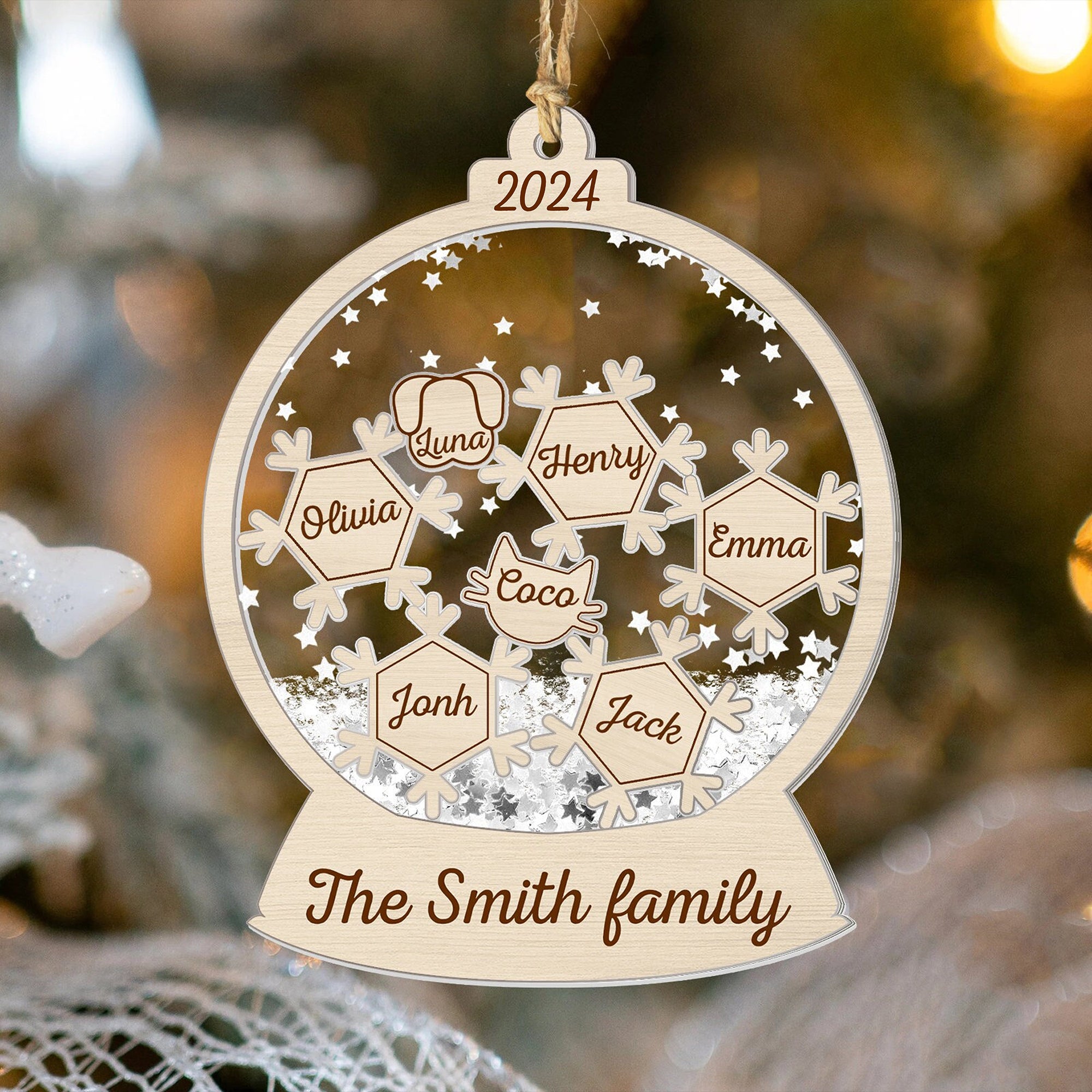 Christmas Family Snow Globe - Personalized 4D Shaker Ornament - Christmas Gift For Family