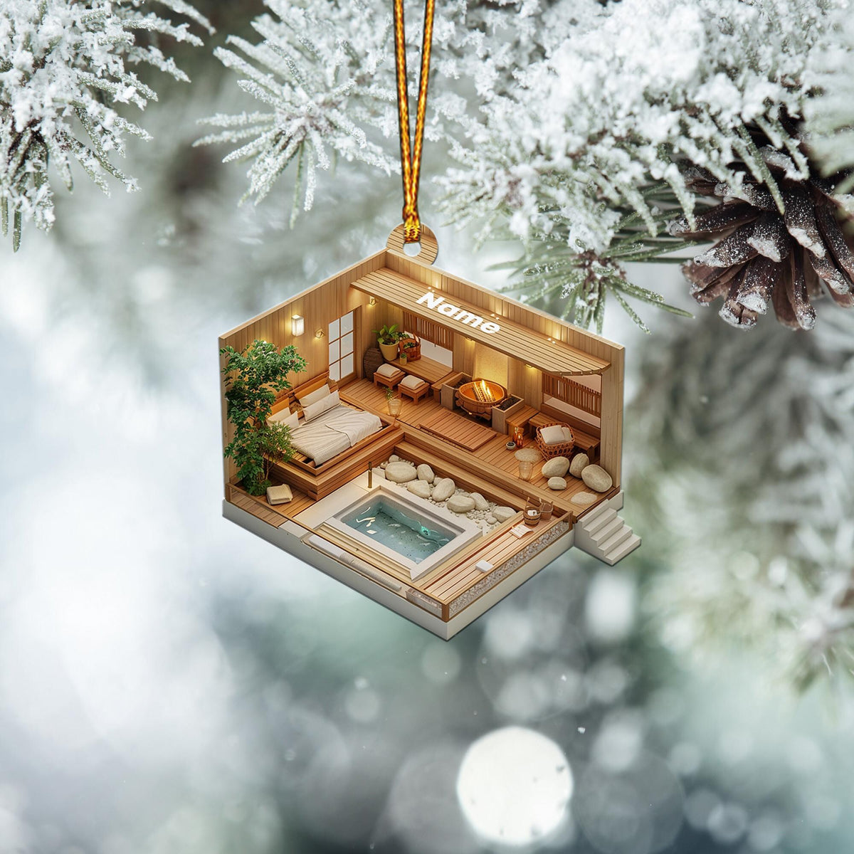 Sauna Room 2D Flat Christmas Ornament, Sauna Xmas Tree Decor, Loved Sauna Ornament, Christmas Hanging Ornament Gift