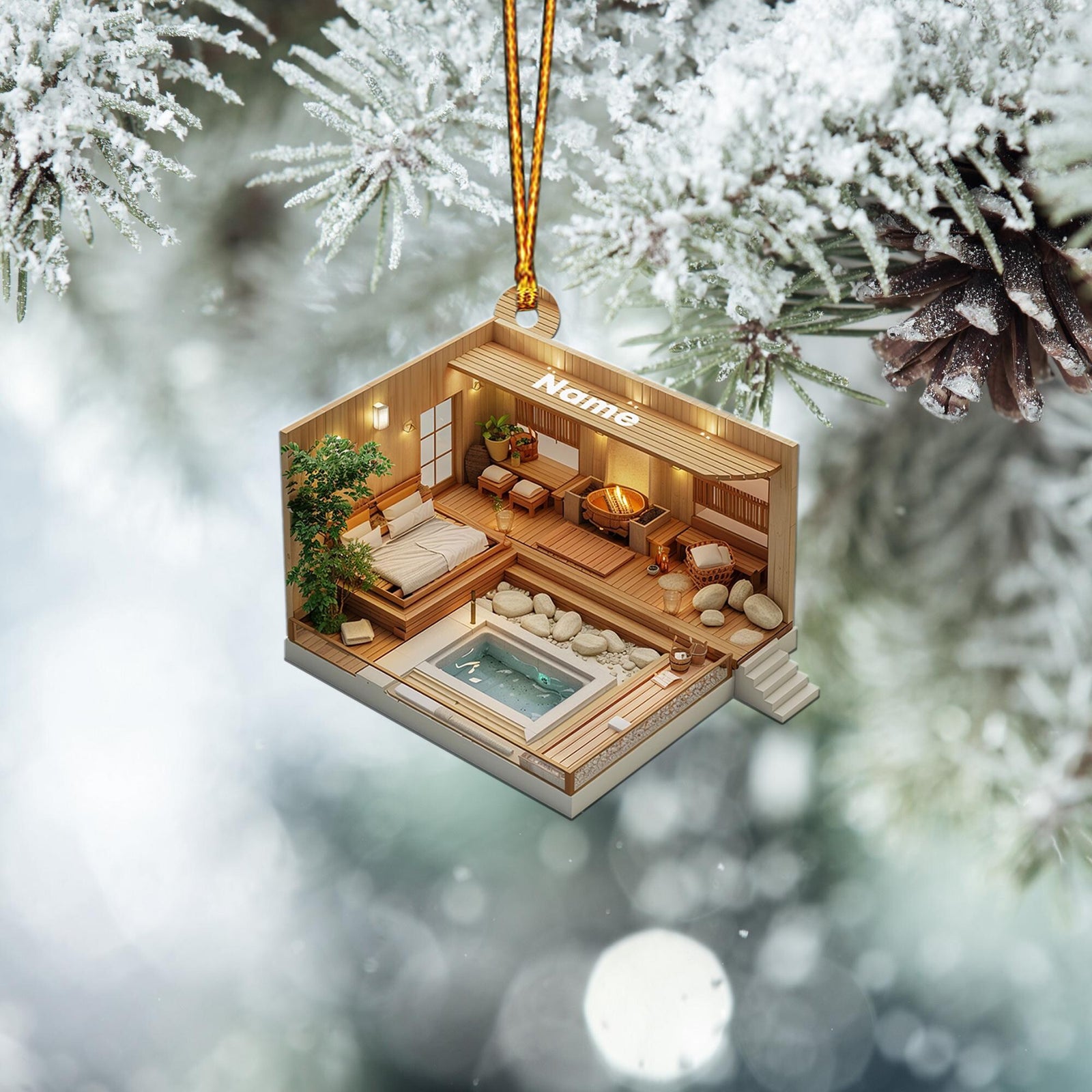 Sauna Room 2D Flat Christmas Ornament, Sauna Xmas Tree Decor, Loved Sauna Ornament, Christmas Hanging Ornament Gift