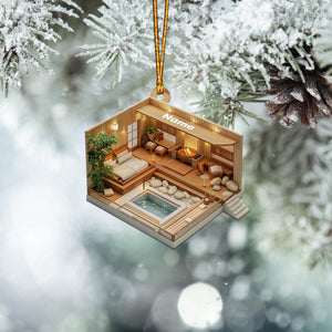 Sauna Room 2D Flat Christmas Ornament, Sauna Xmas Tree Decor, Loved Sauna Ornament, Christmas Hanging Ornament Gift