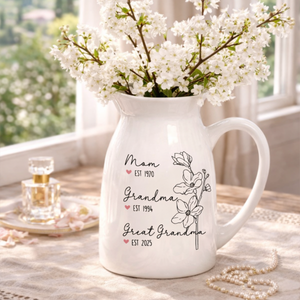 Personalized Mom Grandma Great Grandma Flower Vase, Gift For Mother, Grandma, Mother's Day Gift