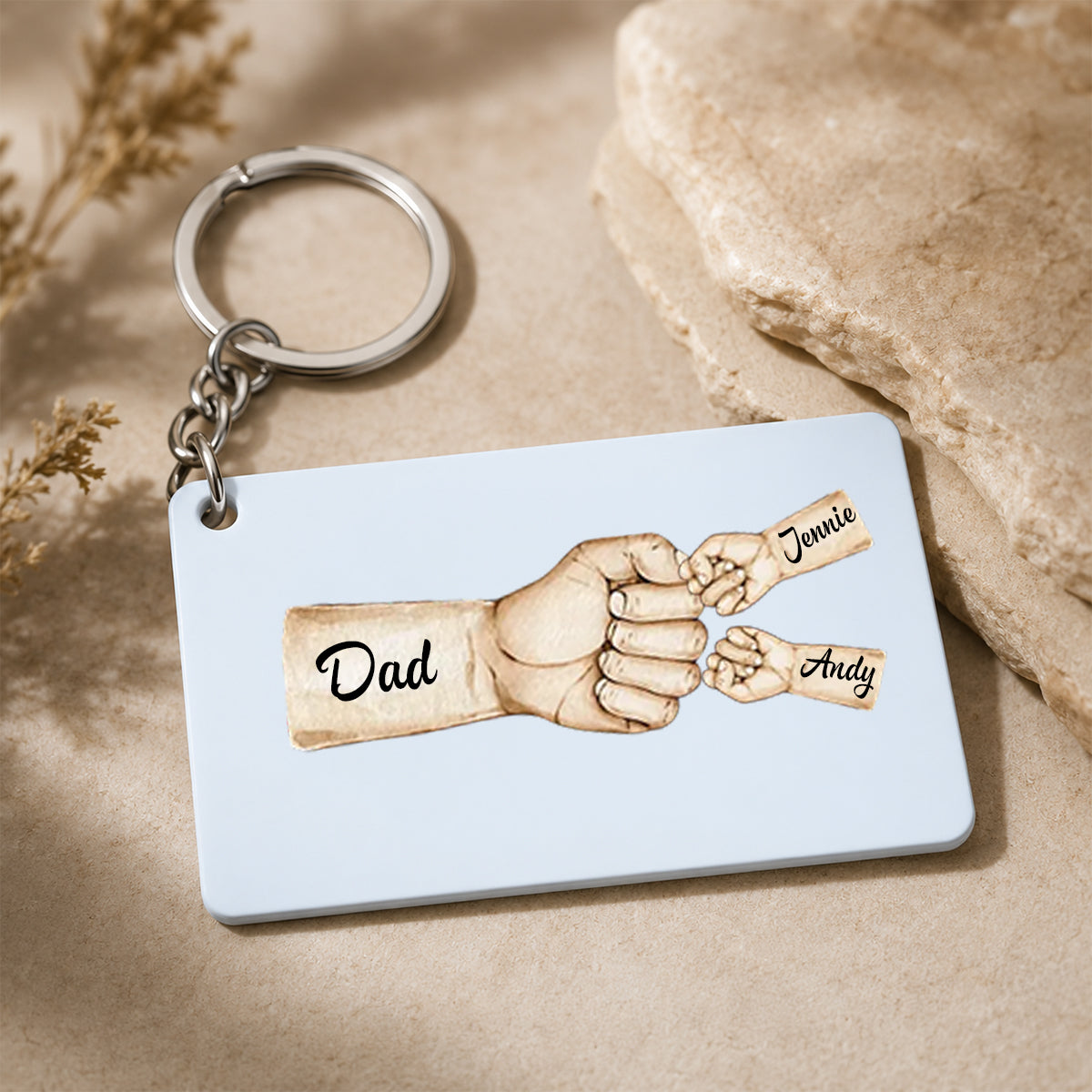 Daddy's Team Fist Bump Personalized Acrylic Keychain