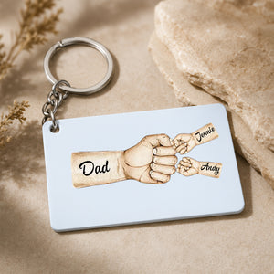 Daddy's Team Fist Bump Personalized Acrylic Keychain