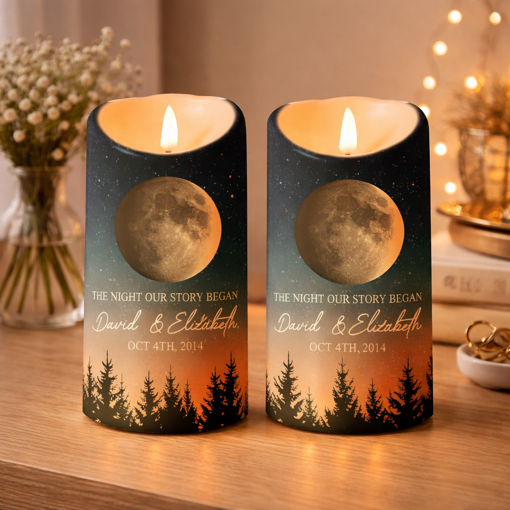 The Night Our Story Began - Personalized LED Candle - Gift For Couple, Anniversary Gift