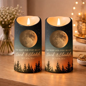 The Night Our Story Began - Personalized LED Candle - Gift For Couple, Anniversary Gift