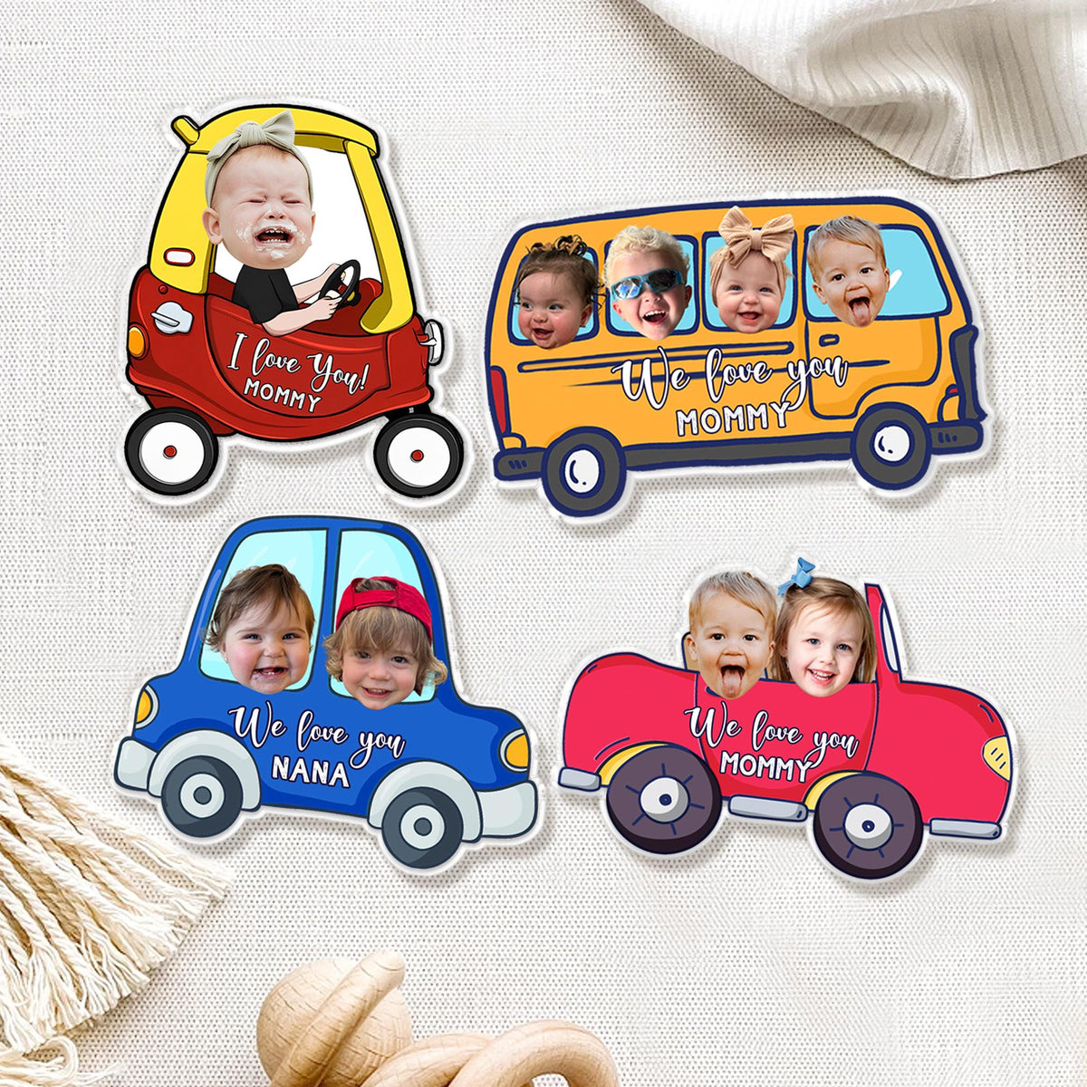 Personalized Mothers Day Gift For Grandma, Custom Kids Face Car Magnet Gift For Grandma, Gift For Mom, Funny Kids Photo Drive Car Magnet