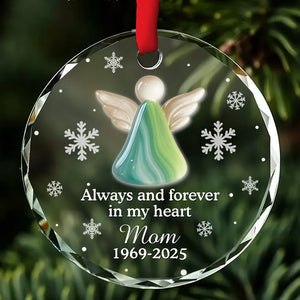Always And Forever In My Heart Sea Glass Angel - Personalized Crystal Ornament - Memorial Christmas Gift