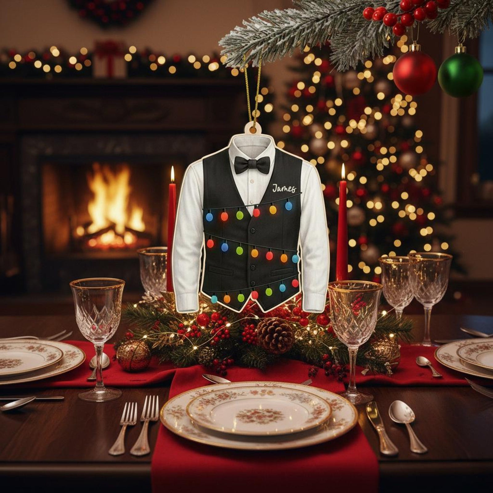 PERSONALIZABLE Waiter Ornament, Custom Name Bartender or Server Christmas Gift, Acrylic Christmas Ornament