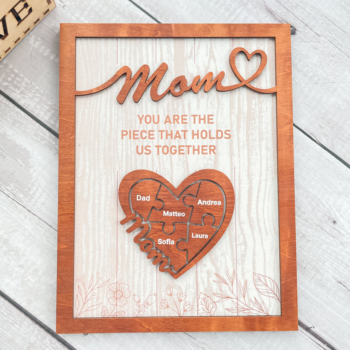 Mom The Piece Holds Us Together - Personalized Picture Frame - Mother's Day Gift, Mommy Gift