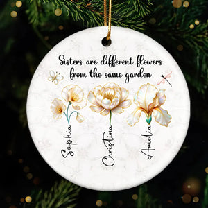 3D Pearl Effect Birth Flowers Sisters From The Same Garden - Personalized Ornament - Christmas Gift For Sisters, Besties