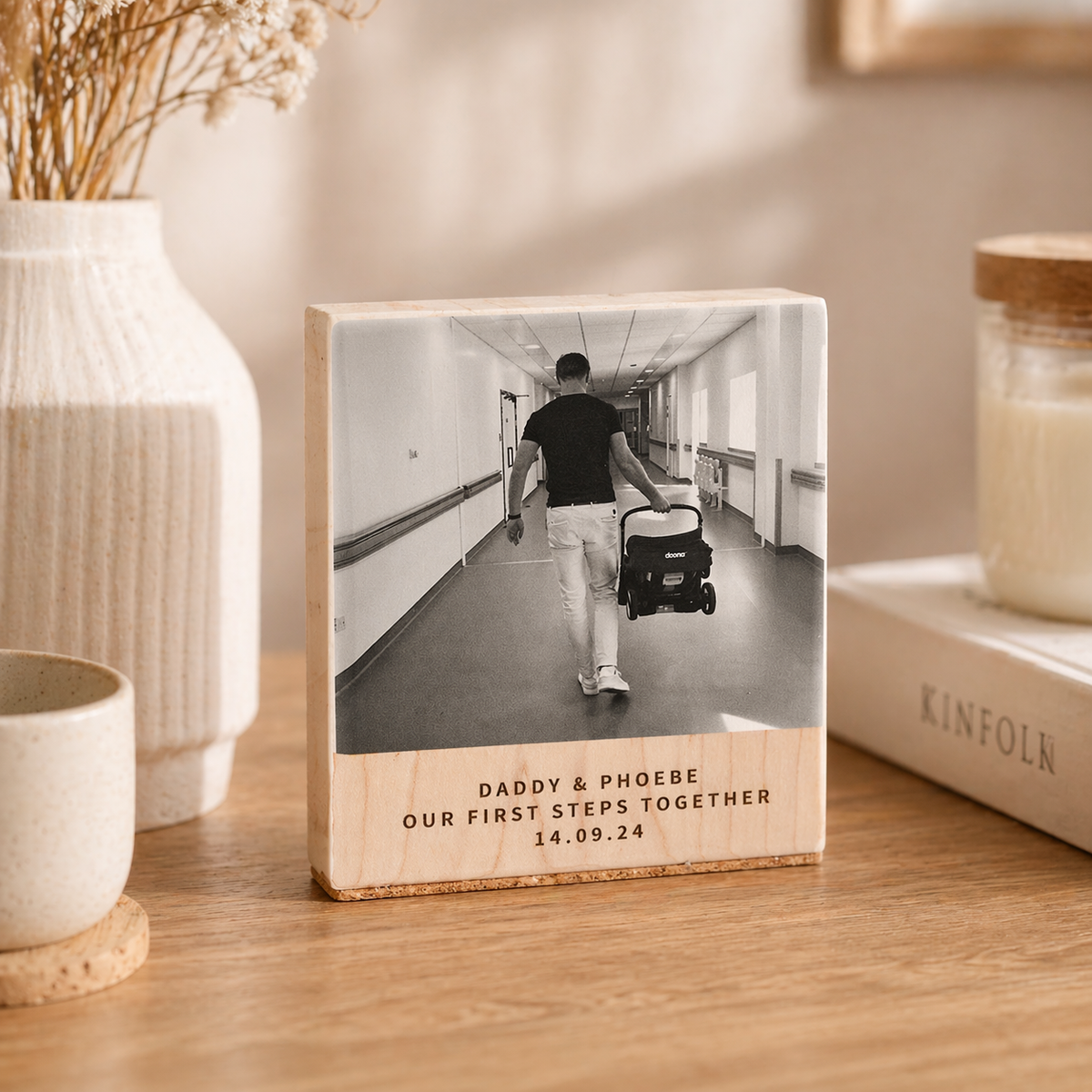 Personalised New Daddy Baby Wooden Photo Block, Gift For New Dad, Father's Day Gift