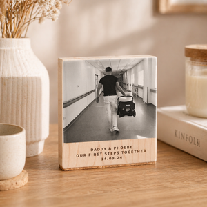 Personalised New Daddy Baby Wooden Photo Block, Gift For New Dad, Father's Day Gift