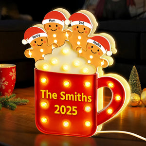 Gingerbread Family - Personalized Light Box - Gift For Family, Christmas Home Decoration
