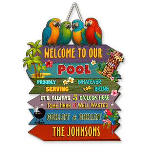 Welcome To Our Patio - Personalized Wood Sign - Summer Gift For Family, Home Decoration