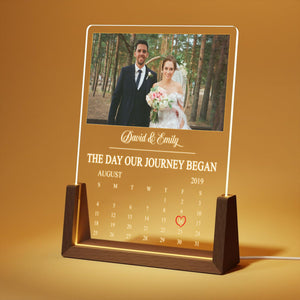 Personalized Wedding Photo Calendar Desk Name Plate NIght Light, Valentines Day Gifts, Anniversary Gifts, Gift for Him/Her