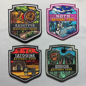 National Park Star Planets Wars Morale Patch - Hoth, Endor, Tatooine, Kashyyyk - Wookie, Ewok Movie Costume - Comicon