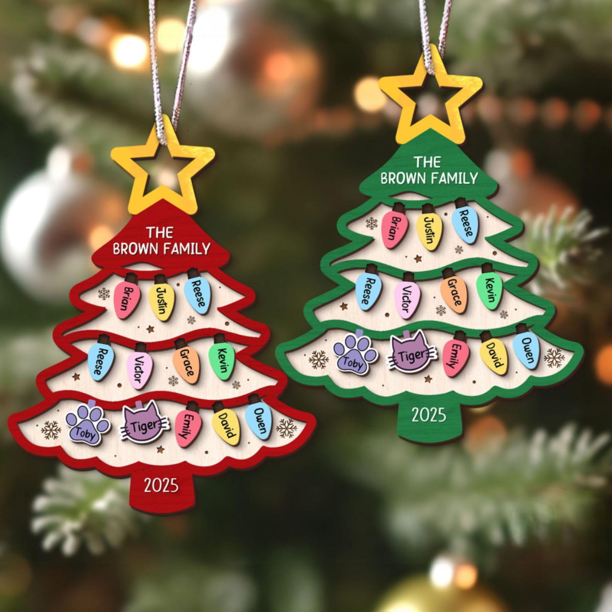 Personalized Family Tree Ornament 2025, Custom Family With Pet Ornament, Large Family Ornament, 2025 Christmas Ornament, Christmas Gifts