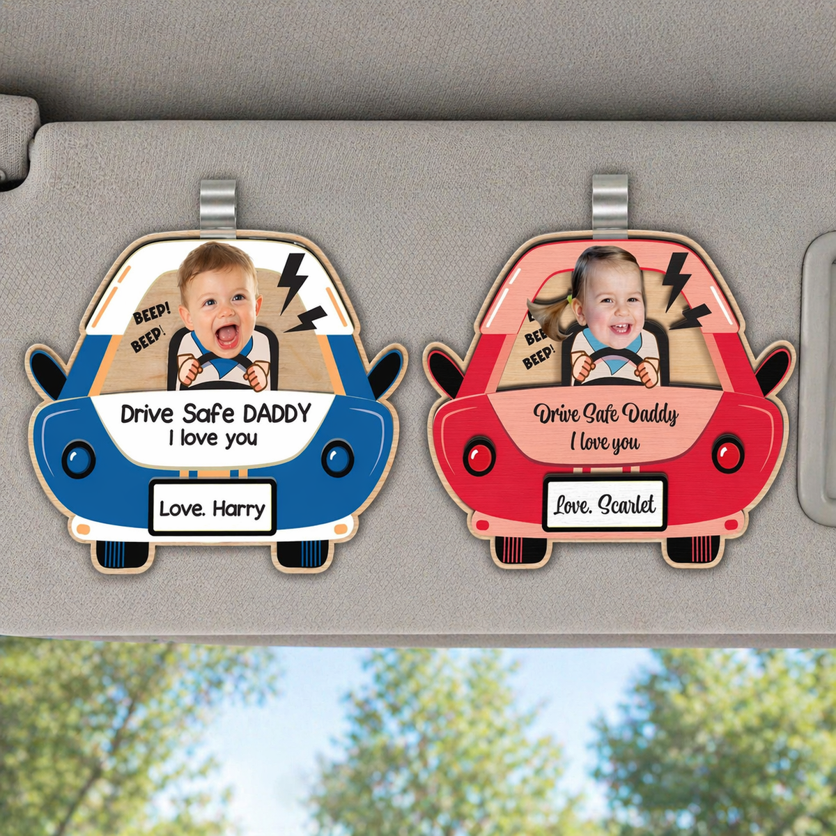 Drive Safe Daddy Gift, Custom Car Visor Clip Photo, Dad Car Visor Clip, New Dad from Baby, 1st Time Dad Gift from Wife, Father's Day Gift