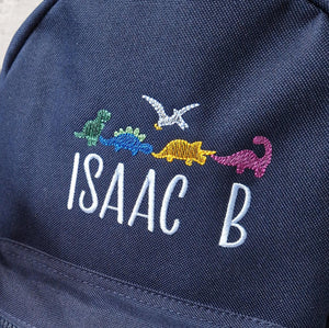 Dinosaur Pattern Personalised Kids Backpack, Embroidered with Name, Nursery Bag, Back to School Backpack