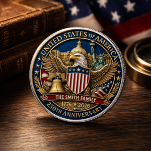 Personalized United States 250th Anniversary Family Keepsake Metal Coin (1776 2026)
