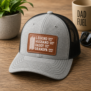 Legend Husband Daddy Papa Custom Year - Personalized Leather Label Net Hat - Gift For Dad, Grandpa, Father's Day Gift