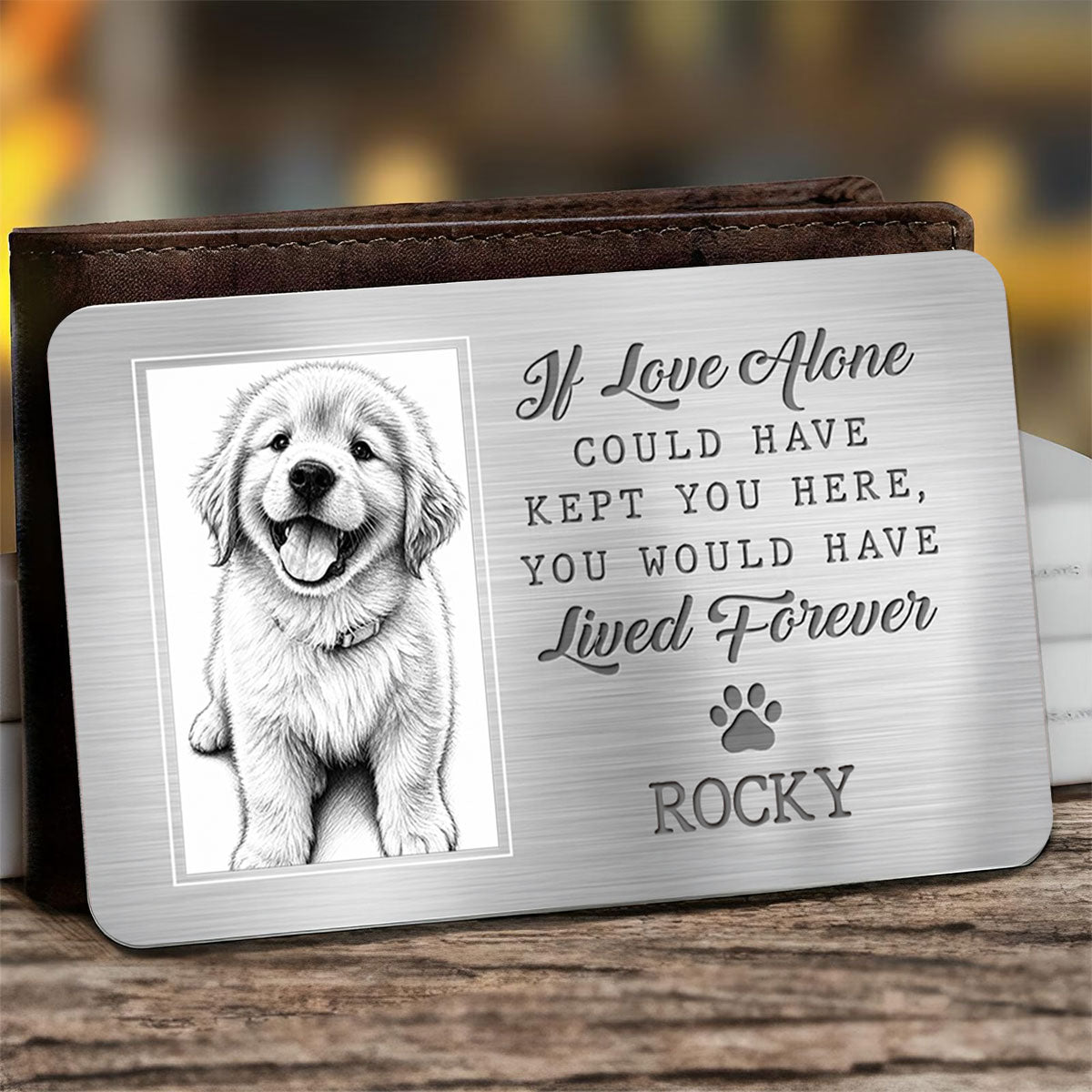 Custom Photo Aluminum Wallet Card - Personalized Pet Memorial Sympathy Gifts For Dogs, Cats