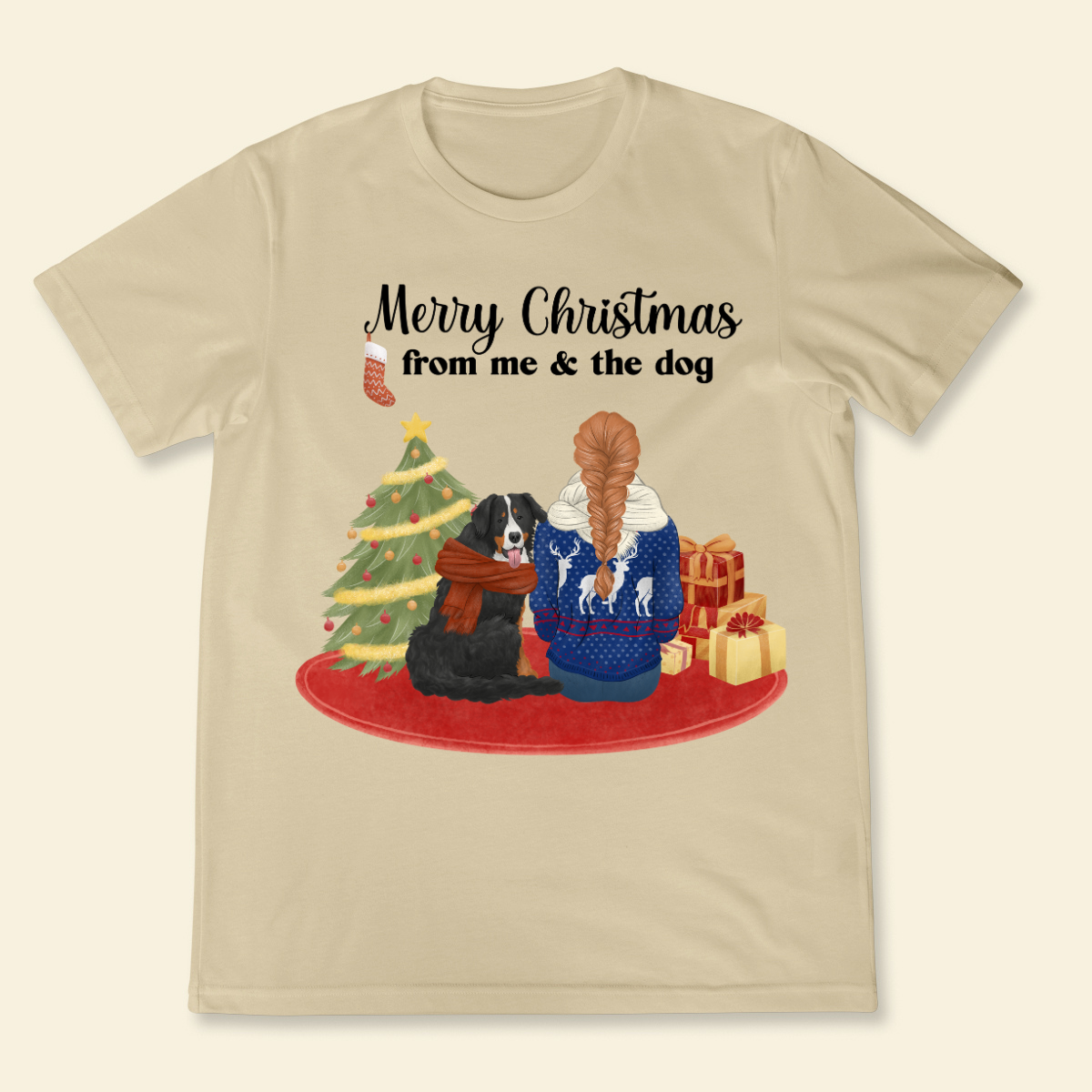 Merry christmas from me & the dogs Personalized T Shirt Christmas Gift For Dog Lovers Gift For Dog Mom Dog Dad Winter Season Gift