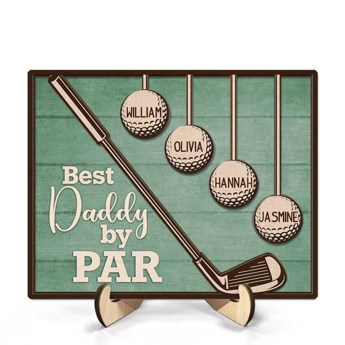 Best Dad Grandpa By Par - Personalized 2-Layered Wooden Plaque - Gift For Father, Grandfather, Golf Lovers