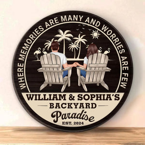 Backyard Paradise Where Memories Are Many And Worries Are Few - Personalized Wood Sign - Housewarming, Birthday, Anniversary Gift for Him, Her