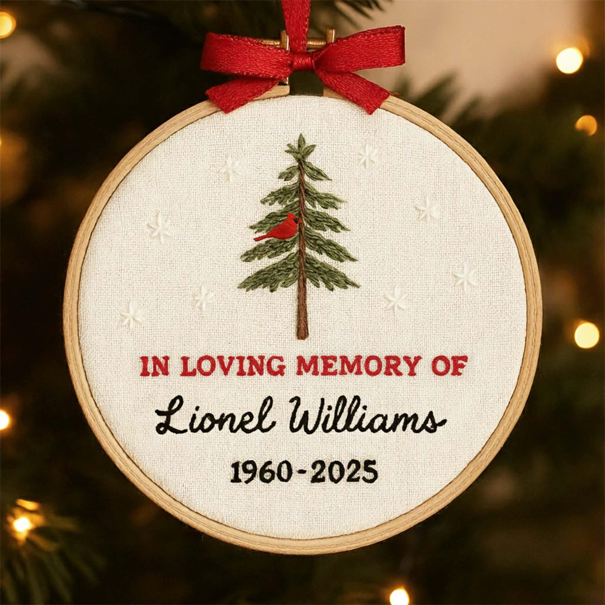 Personalized Memorial Embroidered Ornament, Dad Mom Loss Remembrance Gift