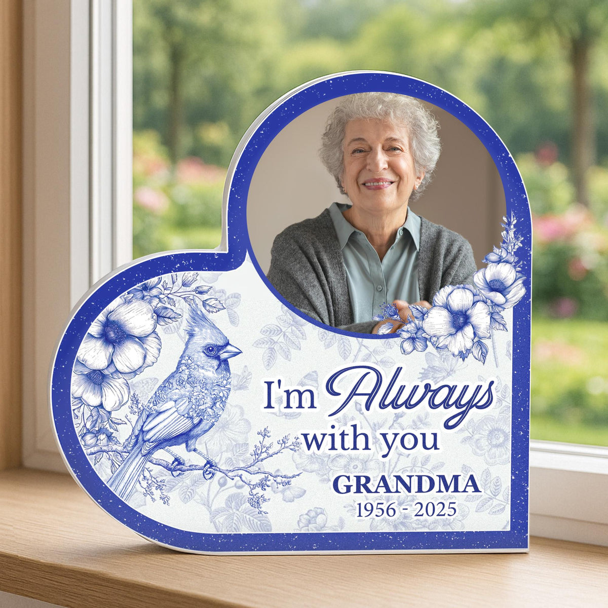 Personalized Acrylic Photo Plaque, Toile De Jouy Style Memorial I'm Always With You, Sympathy Gift for Loss Dad Loss Mom, Bereavement Gift