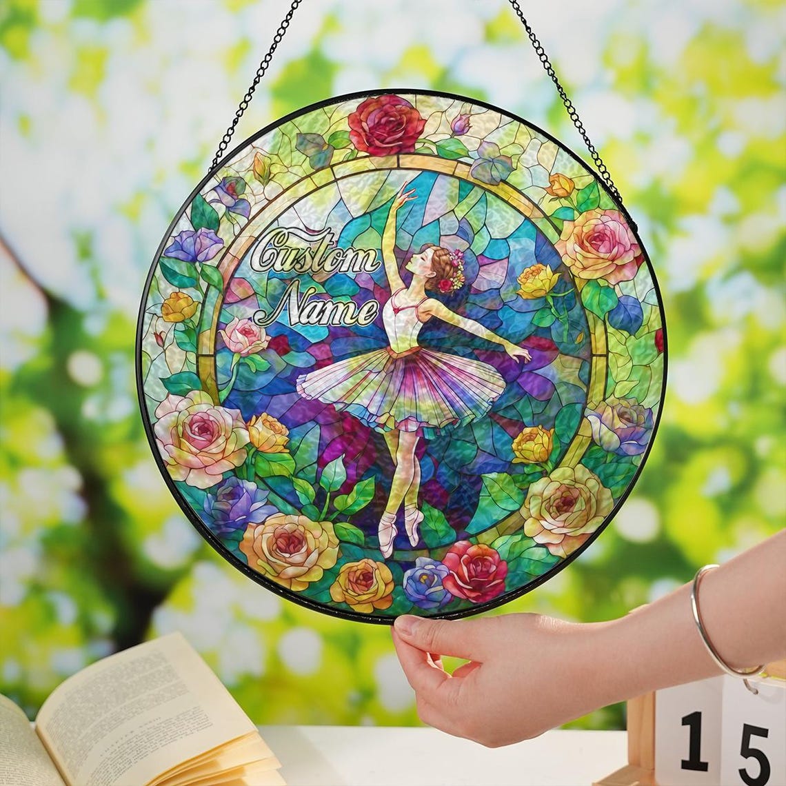 Custom Ballet Dance Stained Glass Sun catcher, Ballet Dancing Light Catcher for Window Hanging, Dancing Home Decor, Ballerina Gift