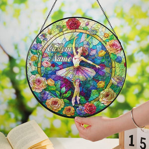 Custom Ballet Dance Stained Glass Sun catcher, Ballet Dancing Light Catcher for Window Hanging, Dancing Home Decor, Ballerina Gift